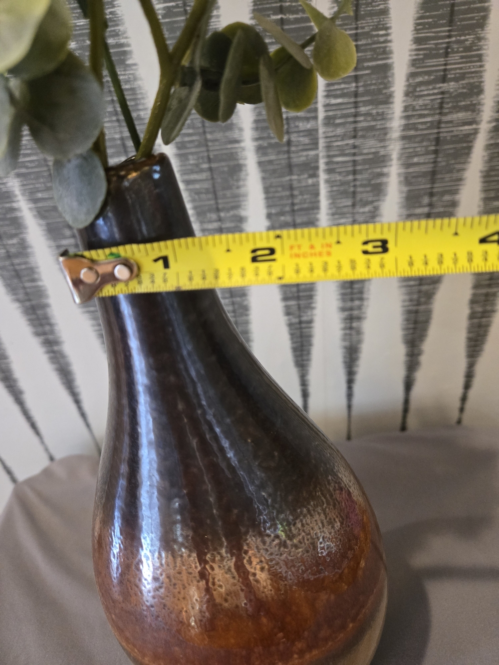 Large Decorative Ceramic Vase Brown Tan Drip Glaze Bottle Vase Rustic Farmhouse - Picture 11 of 11